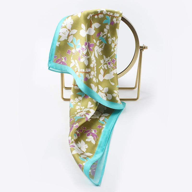 Silk Scarf Versatile Print 53 * 53 Square Scarf Summer Temperament Scarf Women's Gift