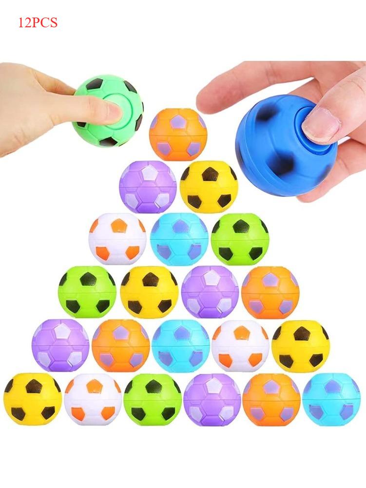 

12 Pcs Mini Soccer Ball Fidget Spinners Toys Rotatable Finger Stress Balls Party Favors Goodie Bag Stuffers Classroom Prizes