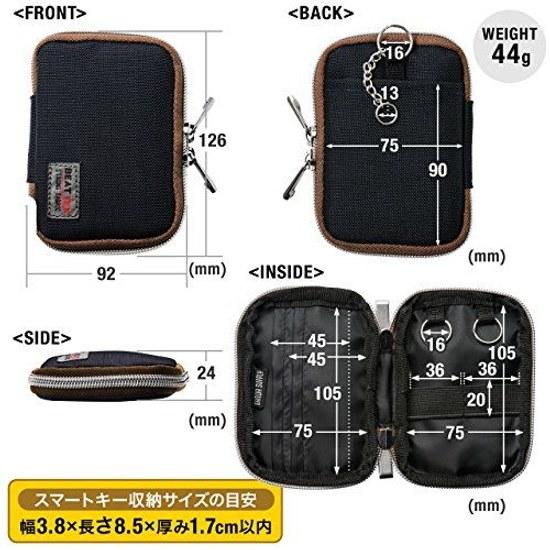 Sanwa Direct Smart Key Case 2 Storage Side Card Holder Water-Resistant Black 200-CAR054BK