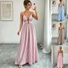 2026 Cross-border Europe, America, Amazon Fashion Casual Sleeveless Neck Waist Striped Color Matching Long Dress