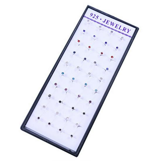 Boxed Copper-Plated Imitation Silver 2mm Rhinestone Stud Earrings in Korean Style (20 Pairs)