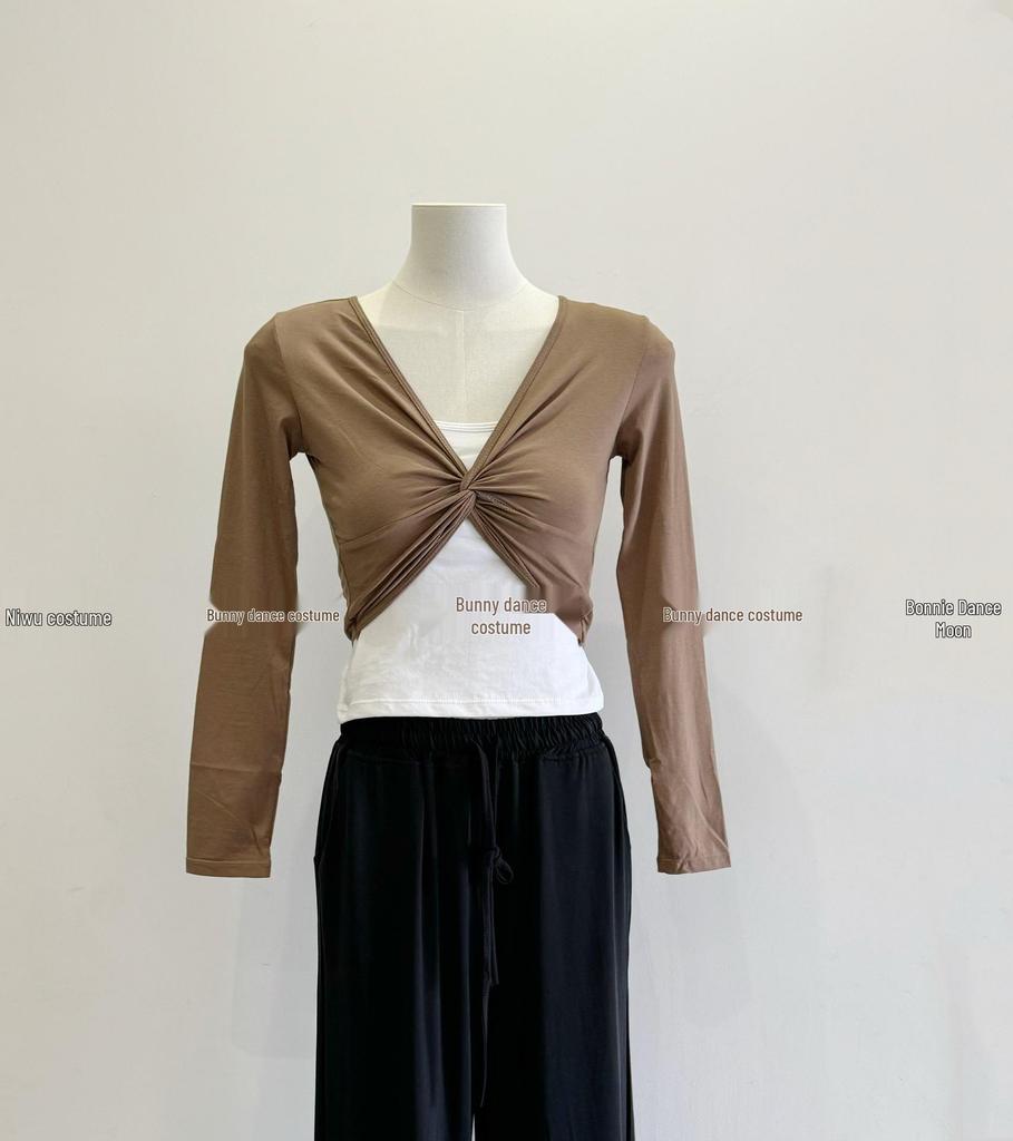 Women's Ballet Wrap Shrug: Long Sleeve Dancewear Top for Chinese and Classical Dance Practice