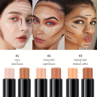 3 Farben Doppelköpfiger Konturenstift Dreidimensionaler Schatten-Concealer-Bleistift
