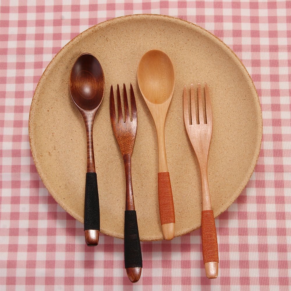 Natural Wooden Utensil Soups Kitchen Supplies Rice Fork Dinnerware Sets Spoon Tableware
