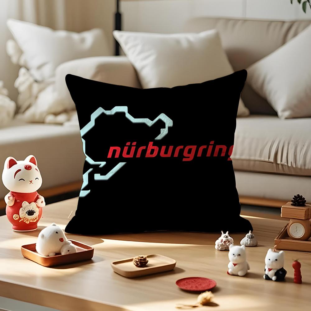 Classic N-Nurburgrings Cushion Cover Silky Short Plush Invisible Zipper Dustproof Sofa Pillow Case For Home Decor