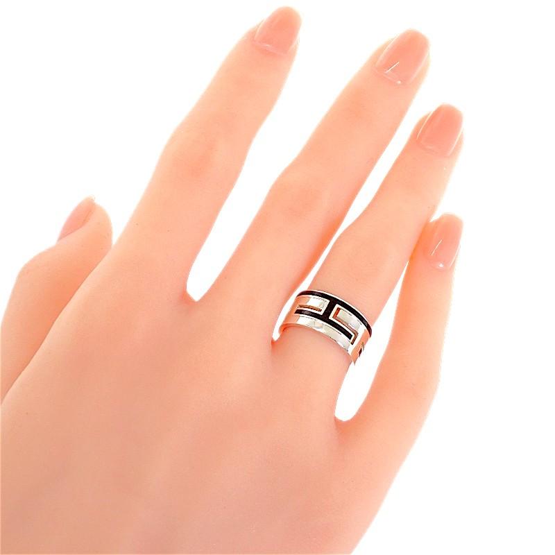 HERMES #12(JP Size) ring black Silver925 Women
