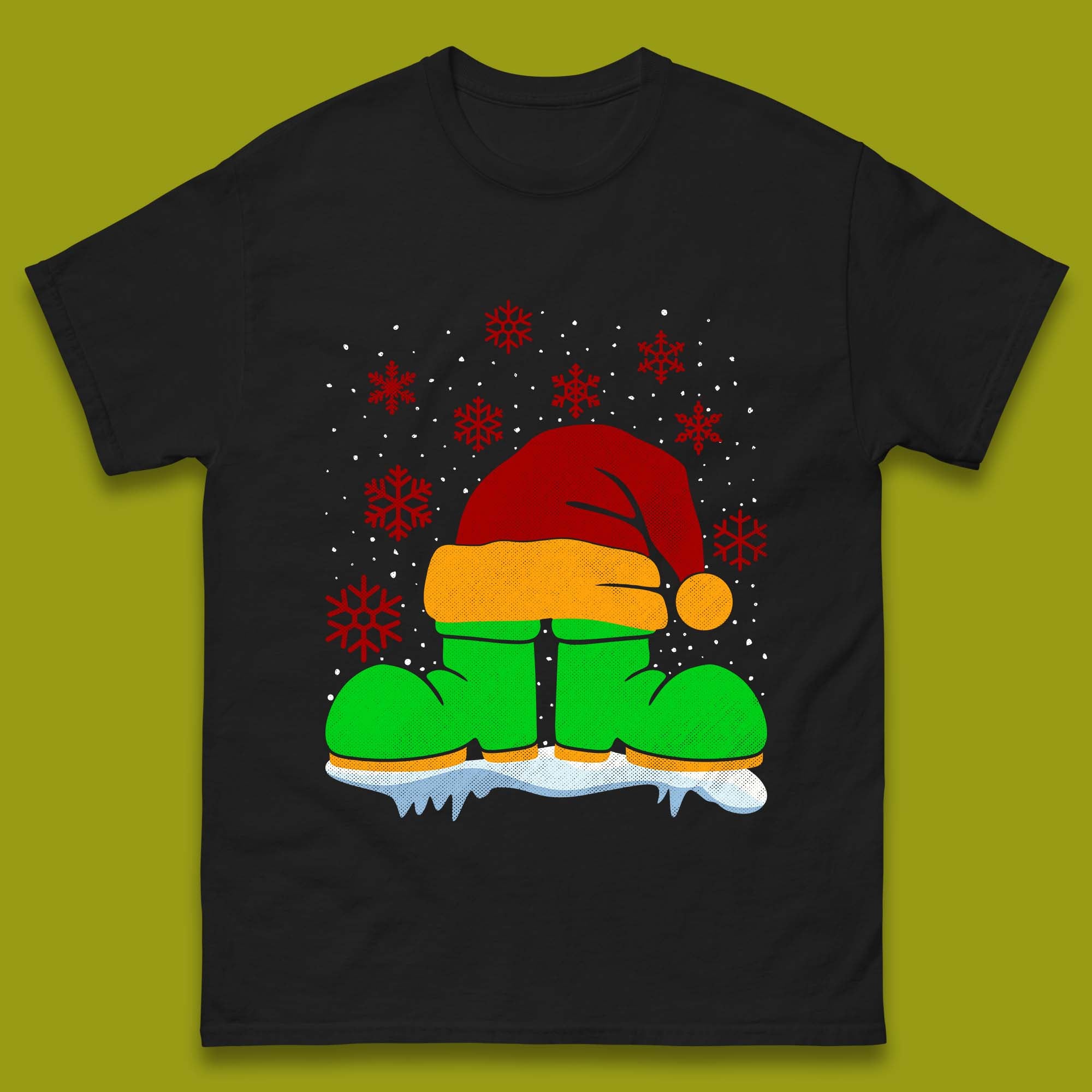 Santa Shoe Christmas Mens T-Shirt Womens Tops Tees L