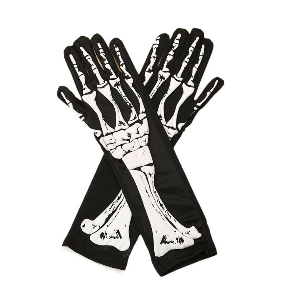 New Halloween Skeleton Gloves Unisex Adult Creative Cosplay Gloves Party Accessories Full Finger Mittens чёрный