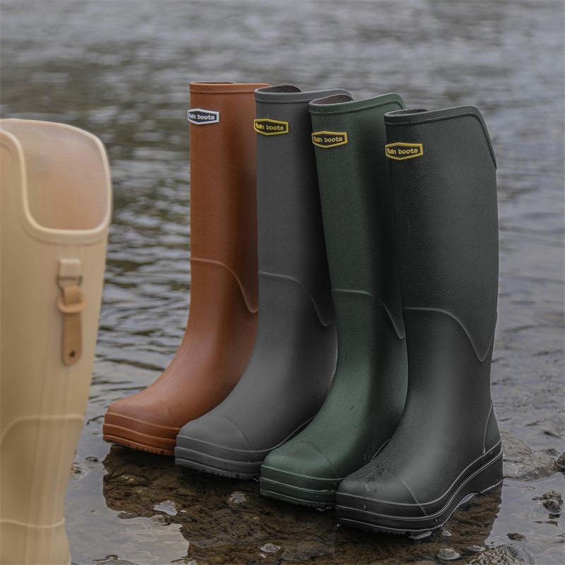 Rain Shoes Men's and Women's Non-slip Waterproof High Rain Boots Outdoor Wading Long Rubber Shoes Fishing Couple Hiking Shoes