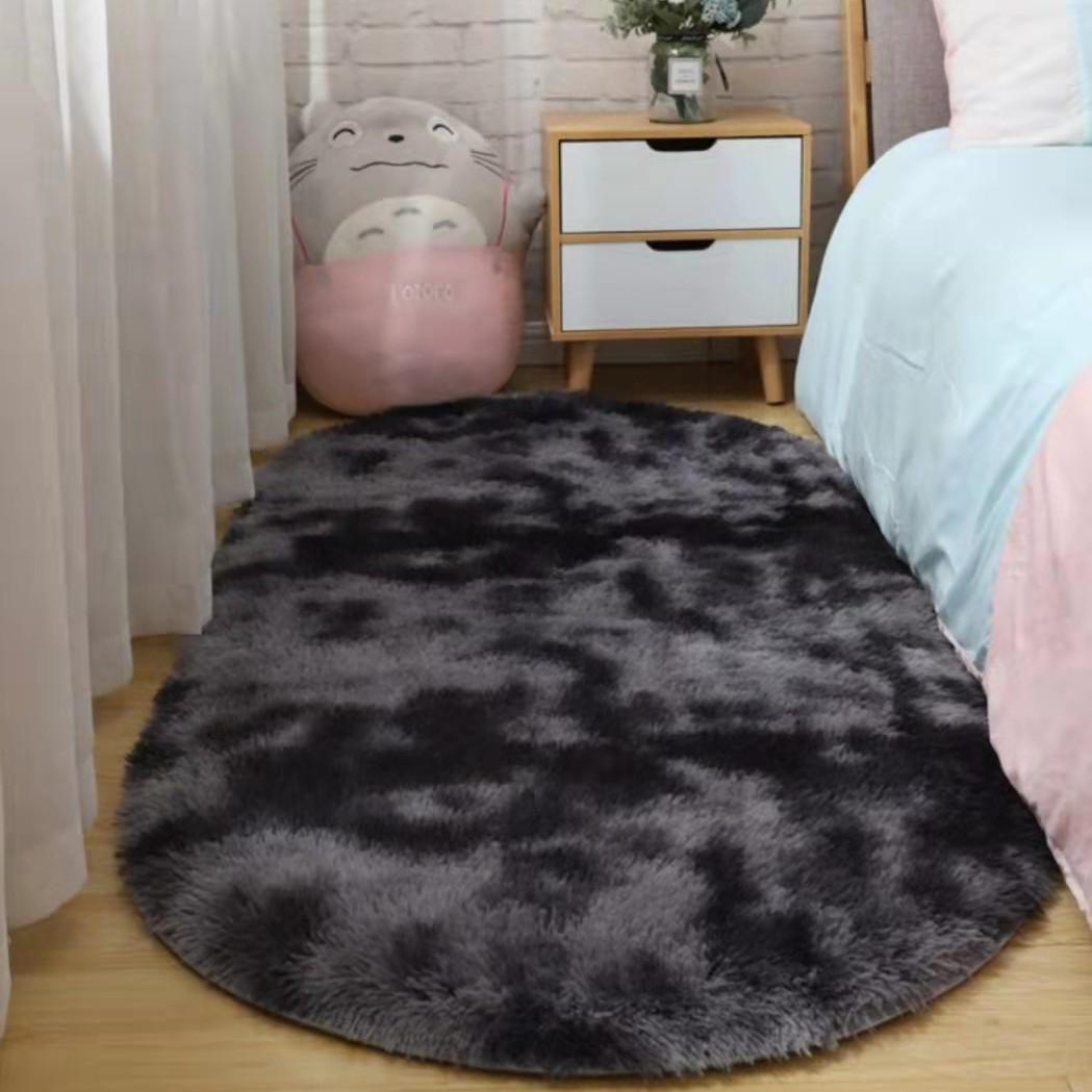 

Ковер из плюшевой шерсти и шелка, окрашенный в технике тай-дай, для гостиной, журнального столика, прикроватной тумбочки или дивана. 50*120cm темно серый