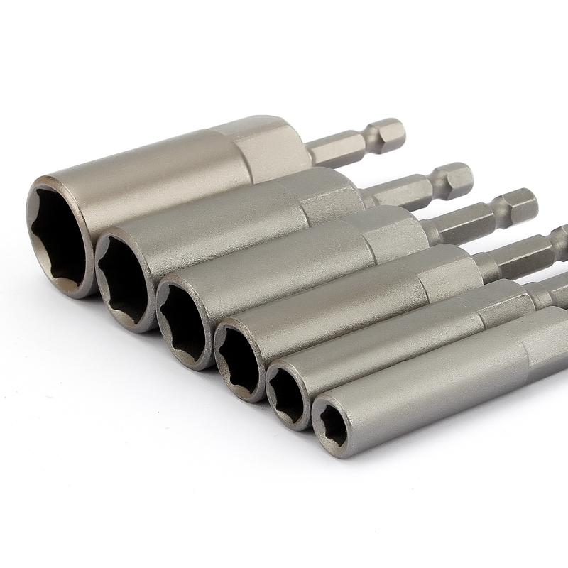 

6Pcs 6mm-17mm 80mm Length Extra Deep Bolt Nut Bit Set Metric 1/4 6.35mm Hex Shank Impact Socket Adapter For Power Tools Mexico