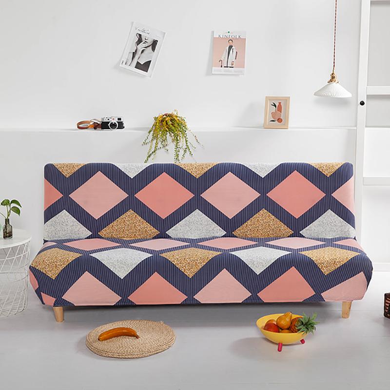 Meijuner Printed Sofa Bed Cover Universal Size Armless Sofa Bed Covers Tight Wrap Slip-resistant Elastic Stretch Slipcovers