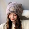 Furry Hat Head Wrap Furry Bear Soft Thicken Hood for Women Outdoor Wear Thicken Ear for Winter Sports Cycling Skiing