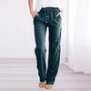 Women Wide Leg Trousers Loose Drawstring Casual Pants Solid Colour Cotton Linen Spring Summer