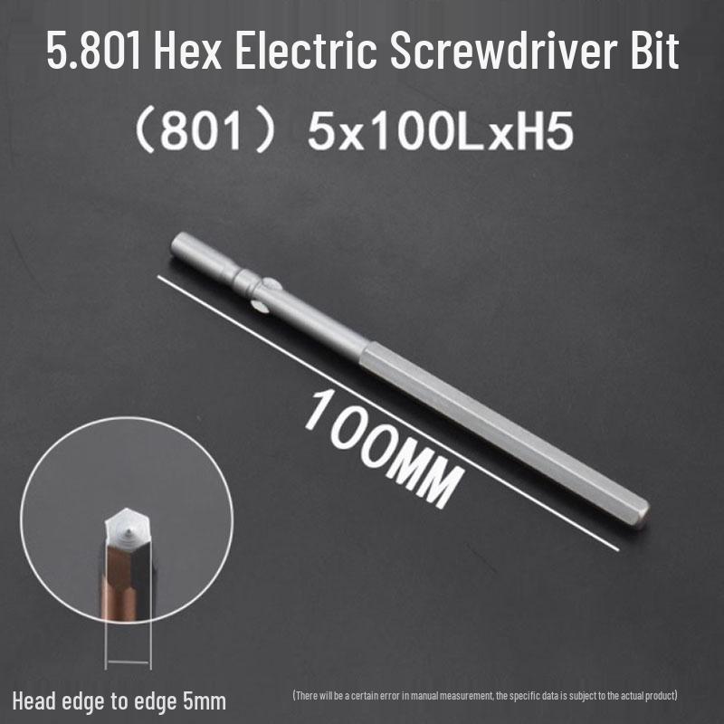 Extended Hexagonal S2 Steel Electric Screwdriver Bit with 5mm/6mm Shank