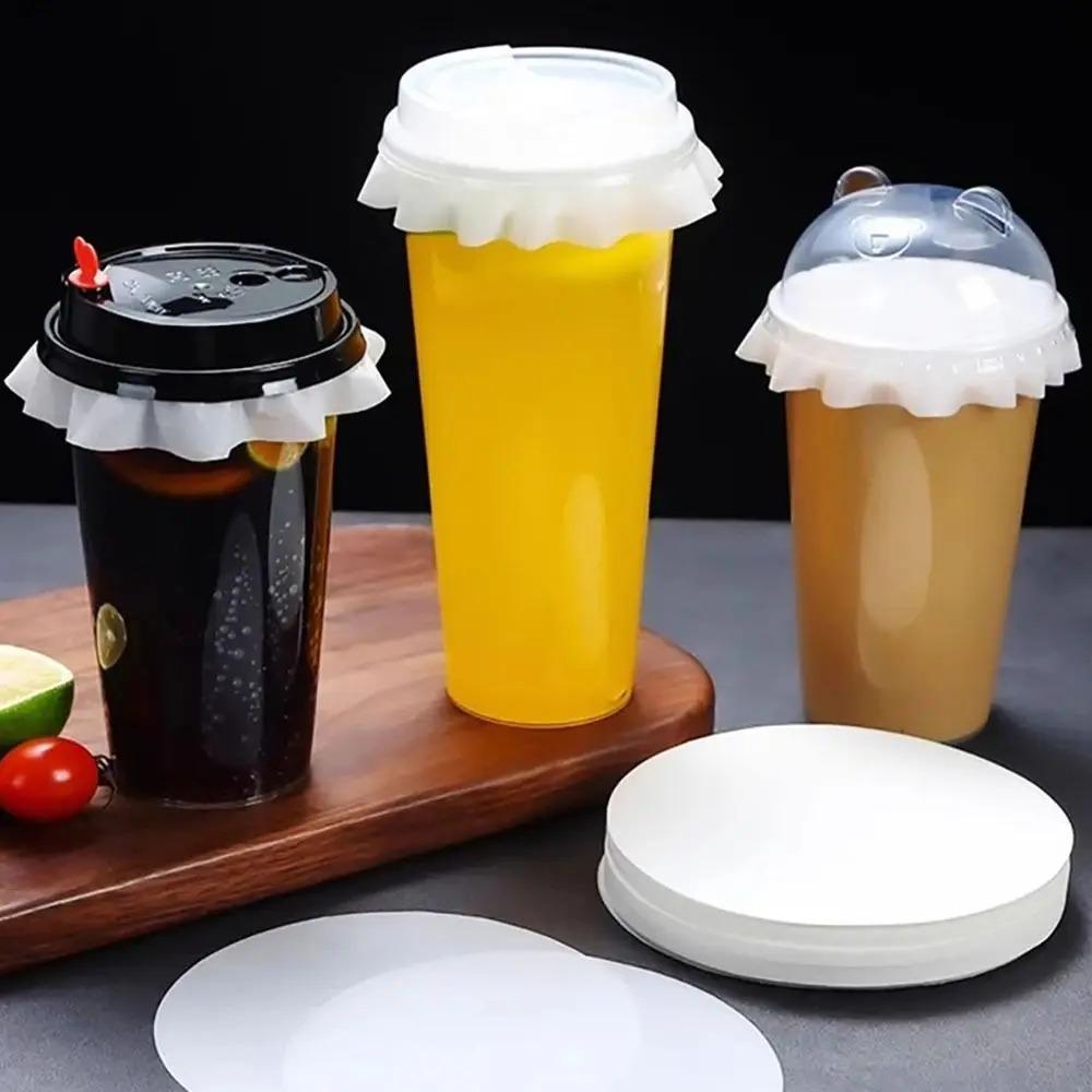 500 Pcs Disposable Drink Leak Proof Paper Splash Proof Coffee Paper Lids Cup Sealing Films  Beverage