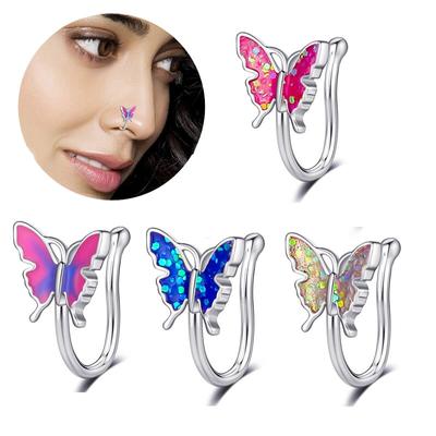 1pc U-shaped Butterfly Fake Nose Ring Hoop Septum Rings Stainless Steel Nose Piercing Nariz Ombligo Clip On Nose Non-Pierced