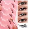 European & American Fox-Eye Slanted False Eyelashes, Dense & Curled, Synthetic Fiber Half Lashes - 10 Pairs