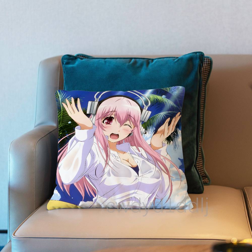 SSuper Sonico Anime Kissenbezug Kurzer Plüsch Sofa Dekorative Geschenk Home Doppelseitiger Druck Kissen