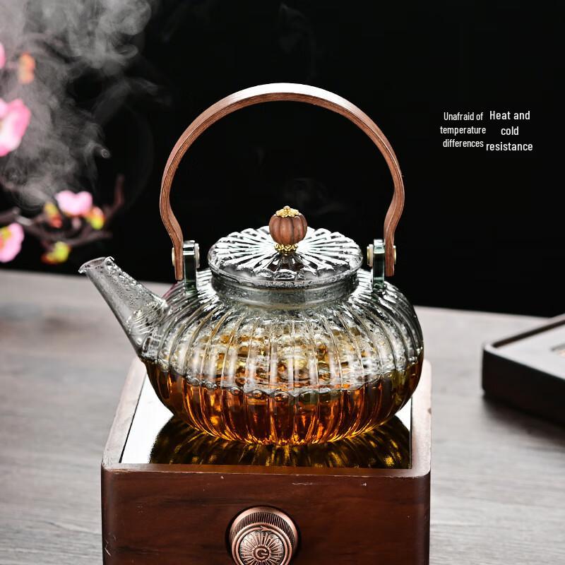 Shangqi Glass Teapot with Wooden Overhead Handle