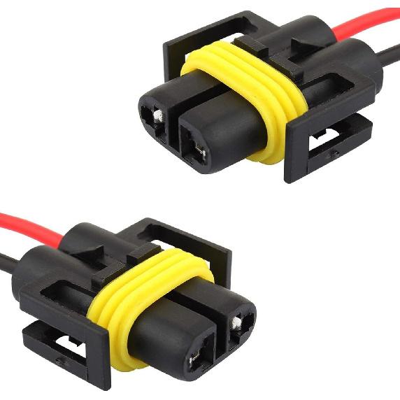 Pack-2 H11 Socket Wire Harness Connectors, Waterproof Fog Light Harness Plug, Multi-Purpose Pigtail Adapter Plug, For Fog Light High Low Beam Bulb