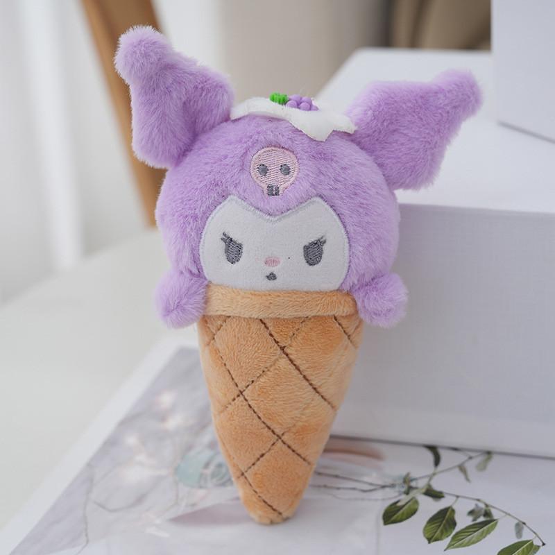 Adorable Sanrio Kuromi My Melody Ice Cream Plush Keychain Bag Charm 13cm Kuromi