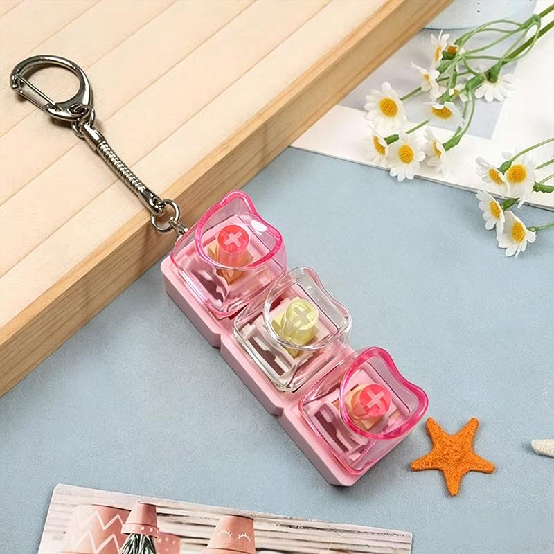 Keyboard Key Chain Diy Button Finger Keyboard Caps Transparent Stress Relief Toy Bag Pendant Toy Gift