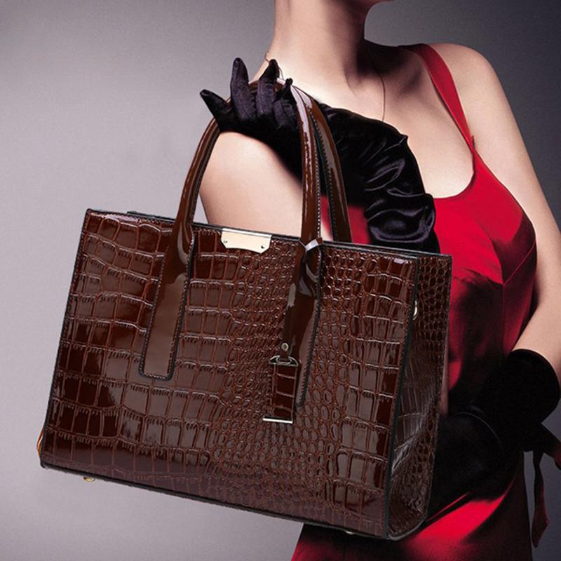 Kabelka s rukojetí s krokodýlím vzorem Dámská PU kožená kabelka Velkokapacitní taška přes rameno Značky Crossbody taška Zimní Nová peněženka