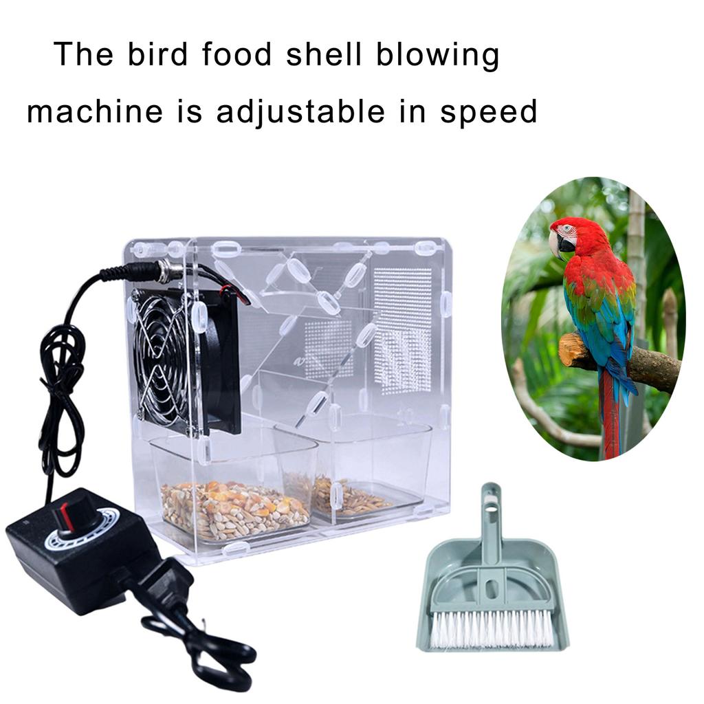 Bird Seed Processor Acrylic Shell Splitter Adjustable Speed Fan Detachable Washable for Quick and Efficient Shelling
