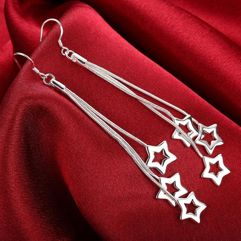 Hollow Star Shape Copper Plated Drop Earrings For Women Fashion Cute/Romantic Jewelry High Quality Dangle Long Earrings  E161