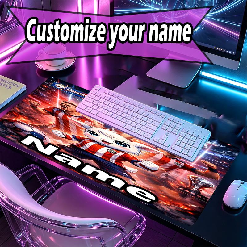Custom Name Personalized Club Deportivo Guadalajara Pattern Mousepad, Laptop PC Desk Mat, Decorative Desk Mat for Home Keyboard Pad Gift