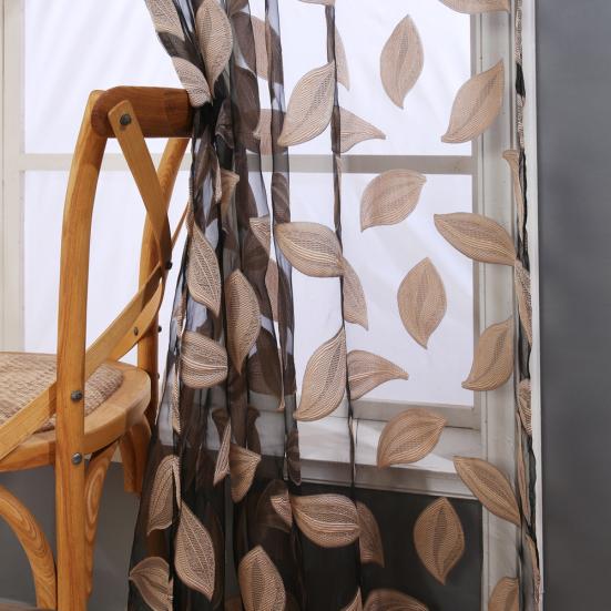 2ks Listový tyl Dveře Okno Závěsový panel Průsvitný šátek Ložnice drapérie