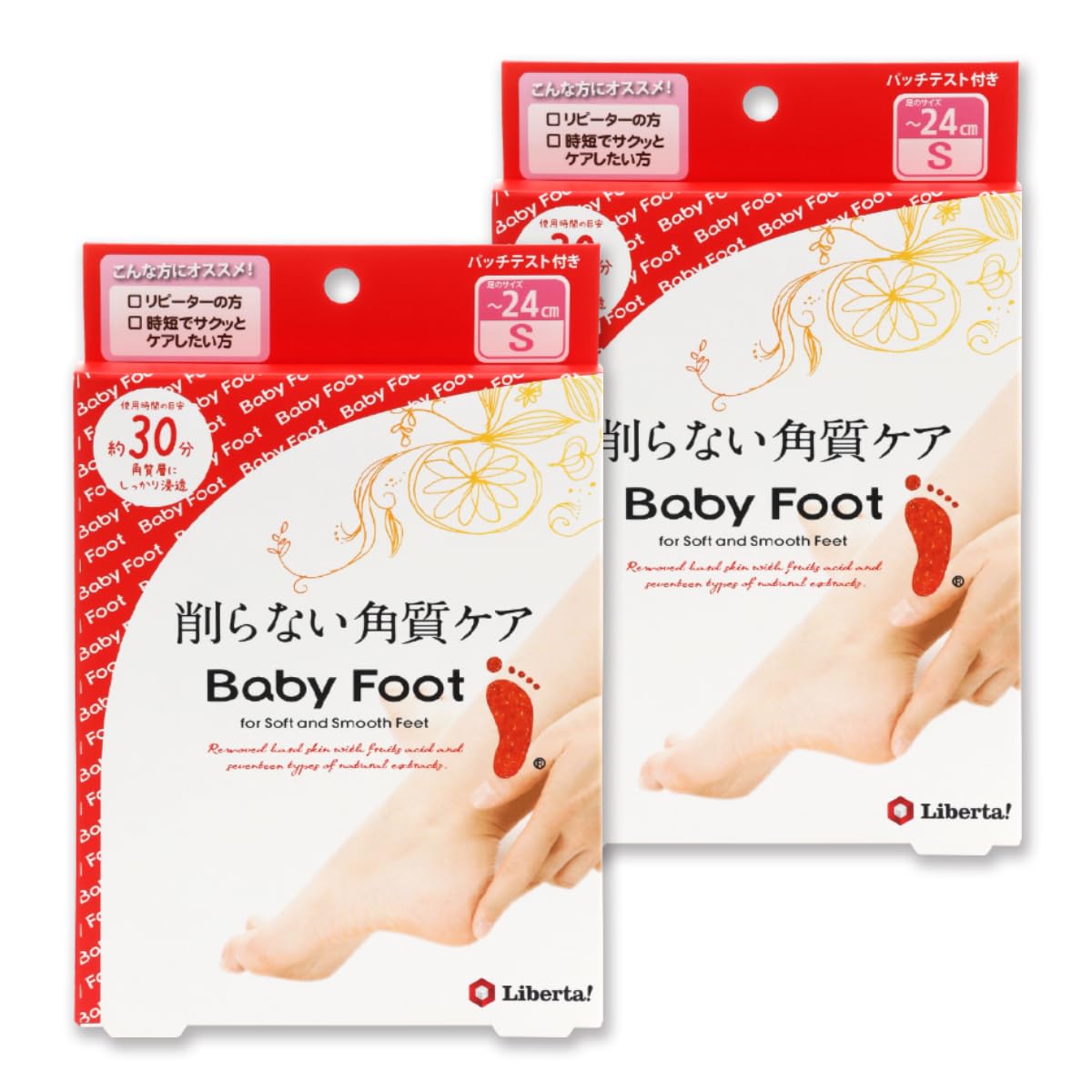 

Baby Foot Easy Pack 30-минутный тип S размер Набор из 2 штук Уход за мозолями на пятках к (вверх 24см)