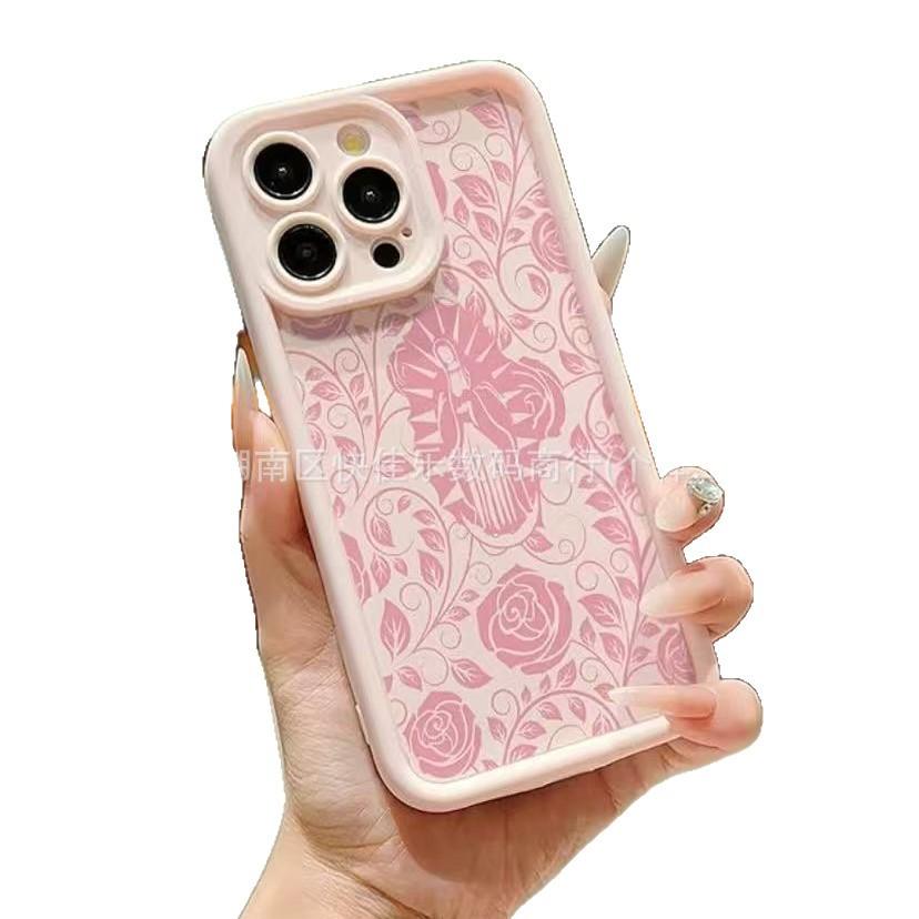 Pink Line Floral Figure for iPhone17ProMax/16/15/14/13/12/11 Case