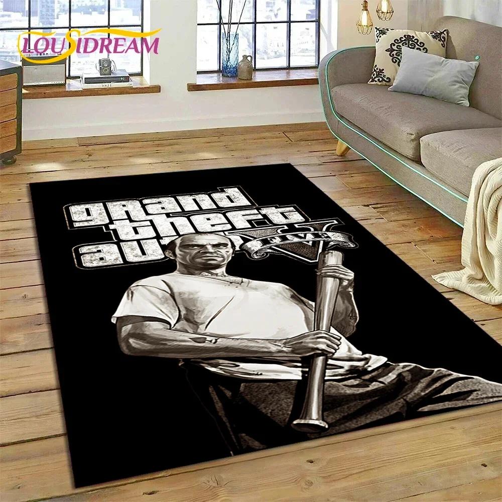 3D GTA Spiel Grand Theft Auto Gamer Teppich für Schlafzimmer Wohnzimmer Zuhause Sofa Dekoration, Kinder Spiel Große Dekor Bodenmatte