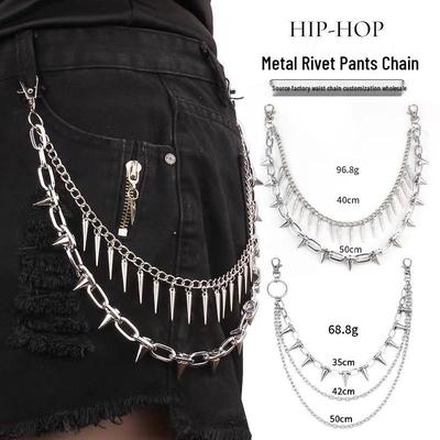 European & American Metal Rivet Pant Chain: Hip Hop Punk Multi-layer Waist Chain for Stage Performance