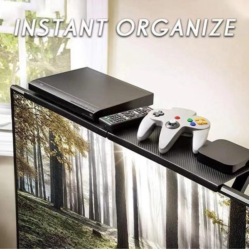 Desktop Screen Top Storage Shelf Rack Holder Computer Monitor Desktop Stand TV Rack Display Shelf Organizer Bracket No Punching