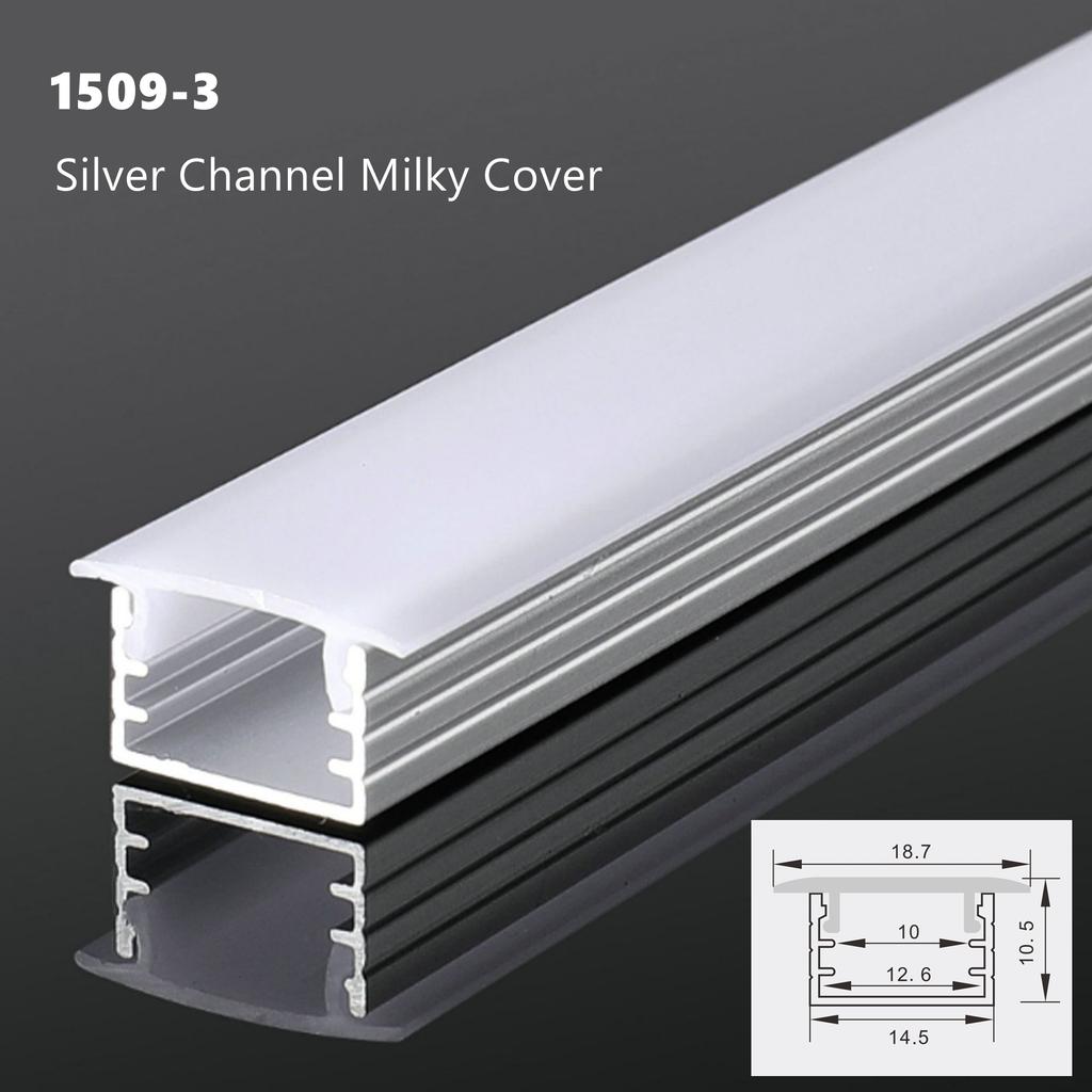0.5m U/W Style LED Aluminum Profile Black Silver Channel Holder PC Cover Bar Lamp For Cabinet Closet Decor Linear Strip Light