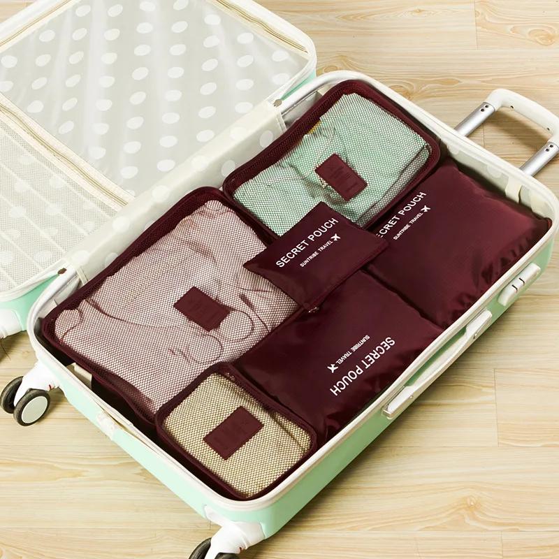 6-piece/set Travel Storage Bag Portable Large Capacity Waterproof Luggage Compartment Clothing Underwear Storage Bag with Zipper