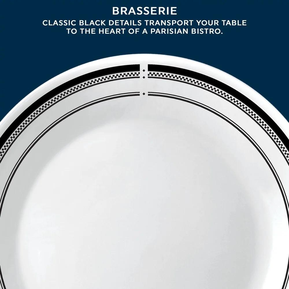 2 Pack Vitrelle Glass Dinner Plates Round Bistro Style Ultra Stackable Microwave Dishwasher Safe 10.25 Inch Tableware