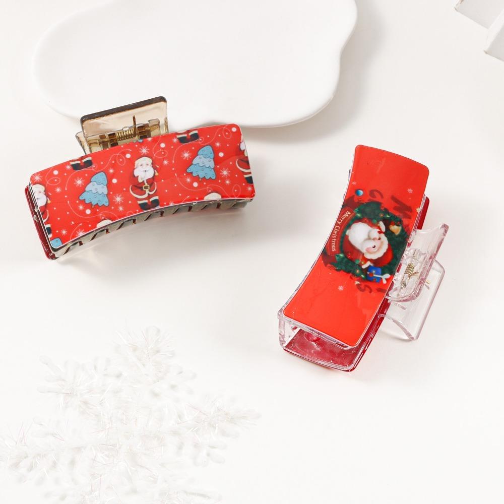 1pc Cute Festive Christmas Hair Claw Clips Claus Snowflake Prints Acrylic Perfect Hair Accessories Xmas Parties Holiday Styling