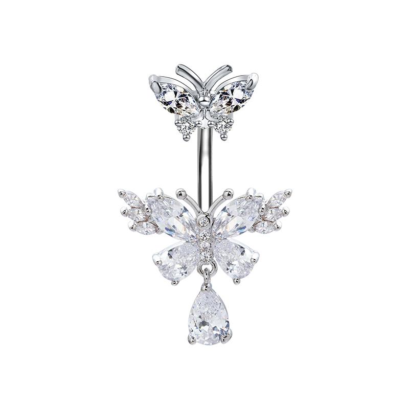 Butterfly Navel Ring For Women Girls Exquisite Zircon  Belly Button Rings Sexy Belly Piercing Body Jewelry Gifts