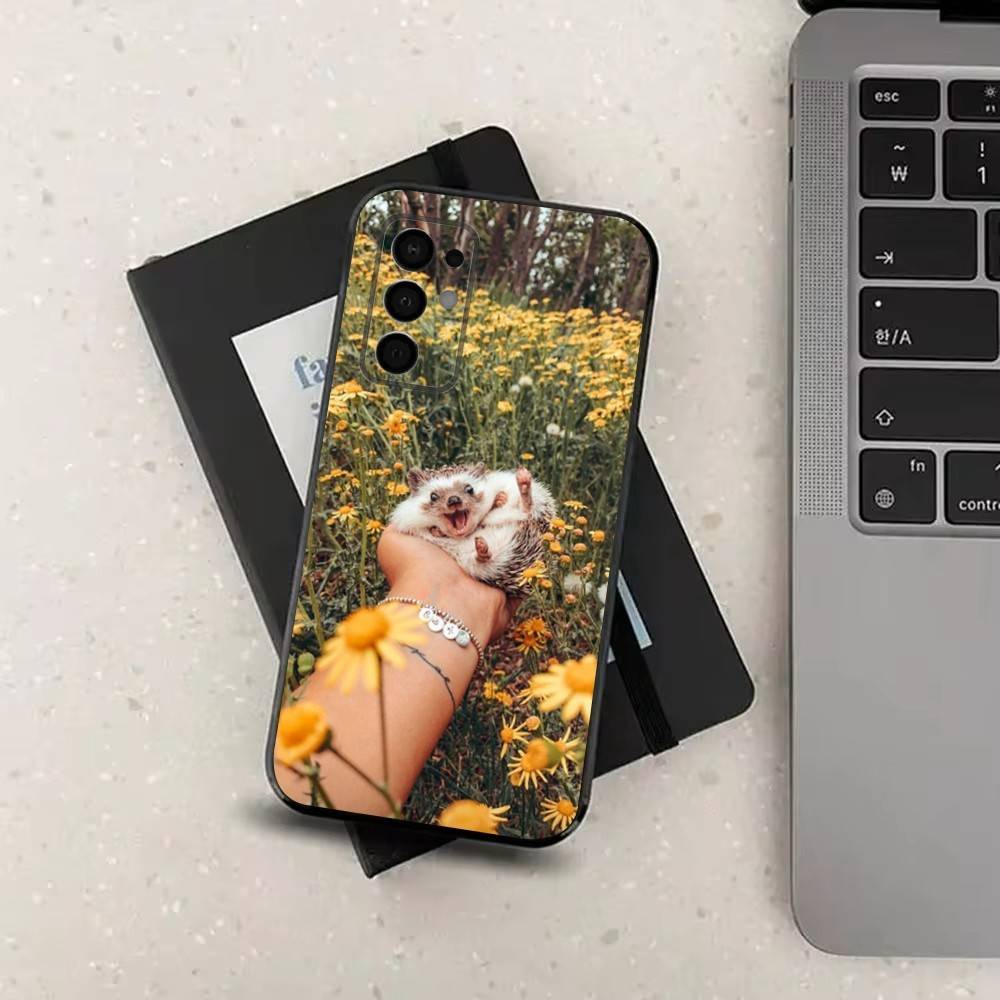 Hedgehog Cute Animal For Samsung Galaxy A53,31,52,72,41,Note,J7,8,9,5G,22,73,32,71, Soft Black Silicone Case