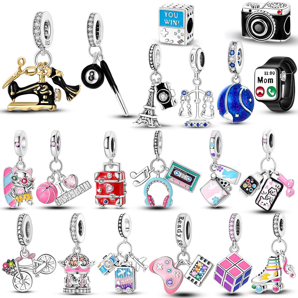 Original 100% Kupfer Lustig Spielbar Smartwatch Tarot Fahrrad Reise Anhänger Charms Perlen Passend Armreif Armband DIY Schmuck