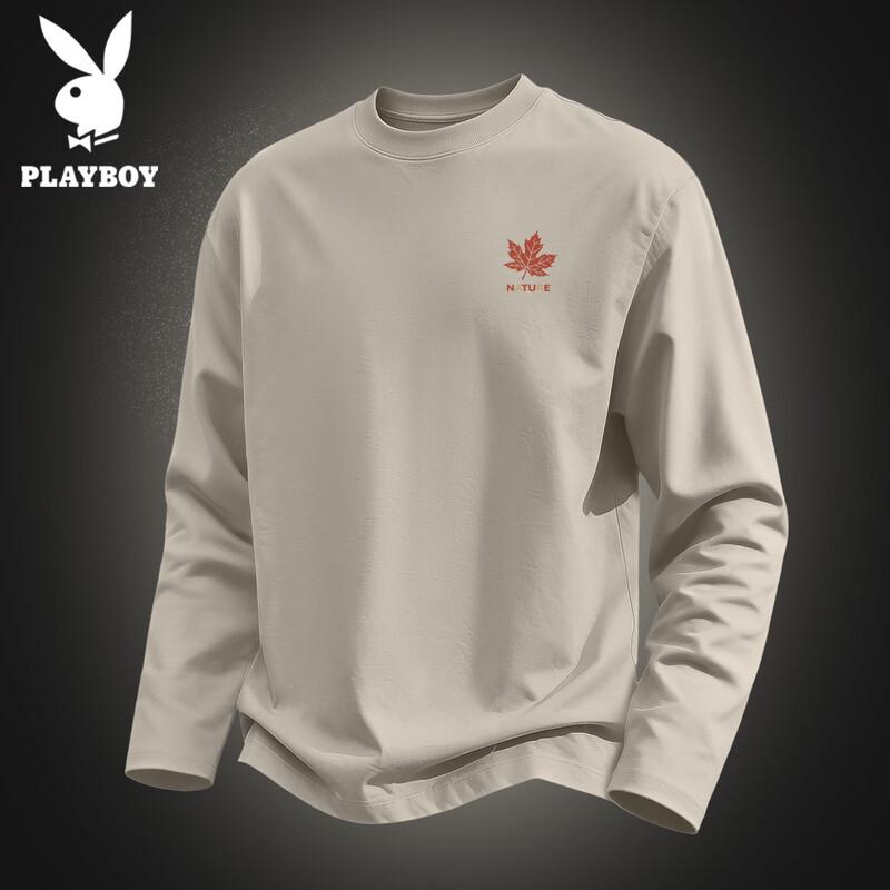 PLAYBOY Men's Long-Sleeve Cotton Casual T-Shirt