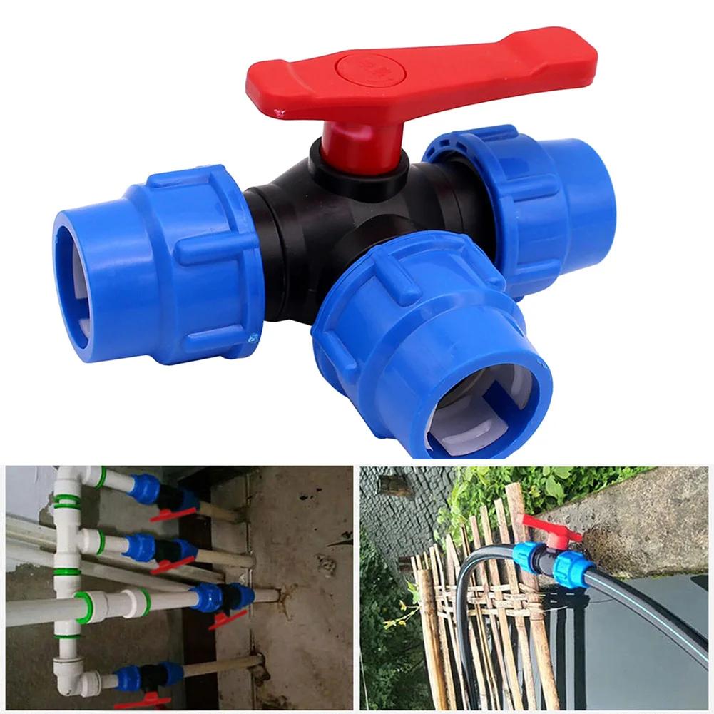 Water Pipe Plastic Ball Valve 20/25/32/40/50mm Quick Connect Garden Plastic Valve Water Pipe 3-Way Ball Valve Connector