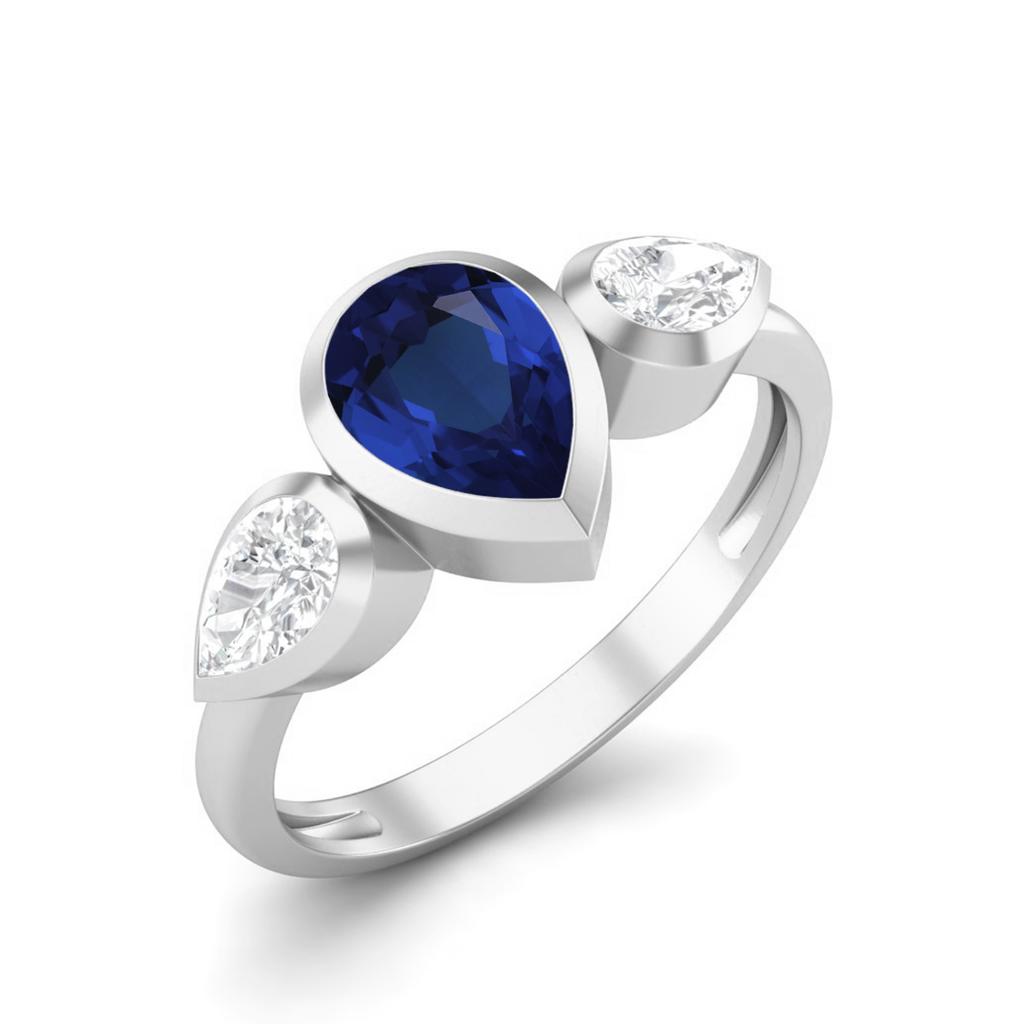 Pear shape blue cz Gemstone 925 Sterling Silver Ring