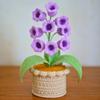 Lily of The Valley Crochet Flowers Artificial Potted Flower with Night Lights Cordless Table Lamp Ornament Desk Home Decorations