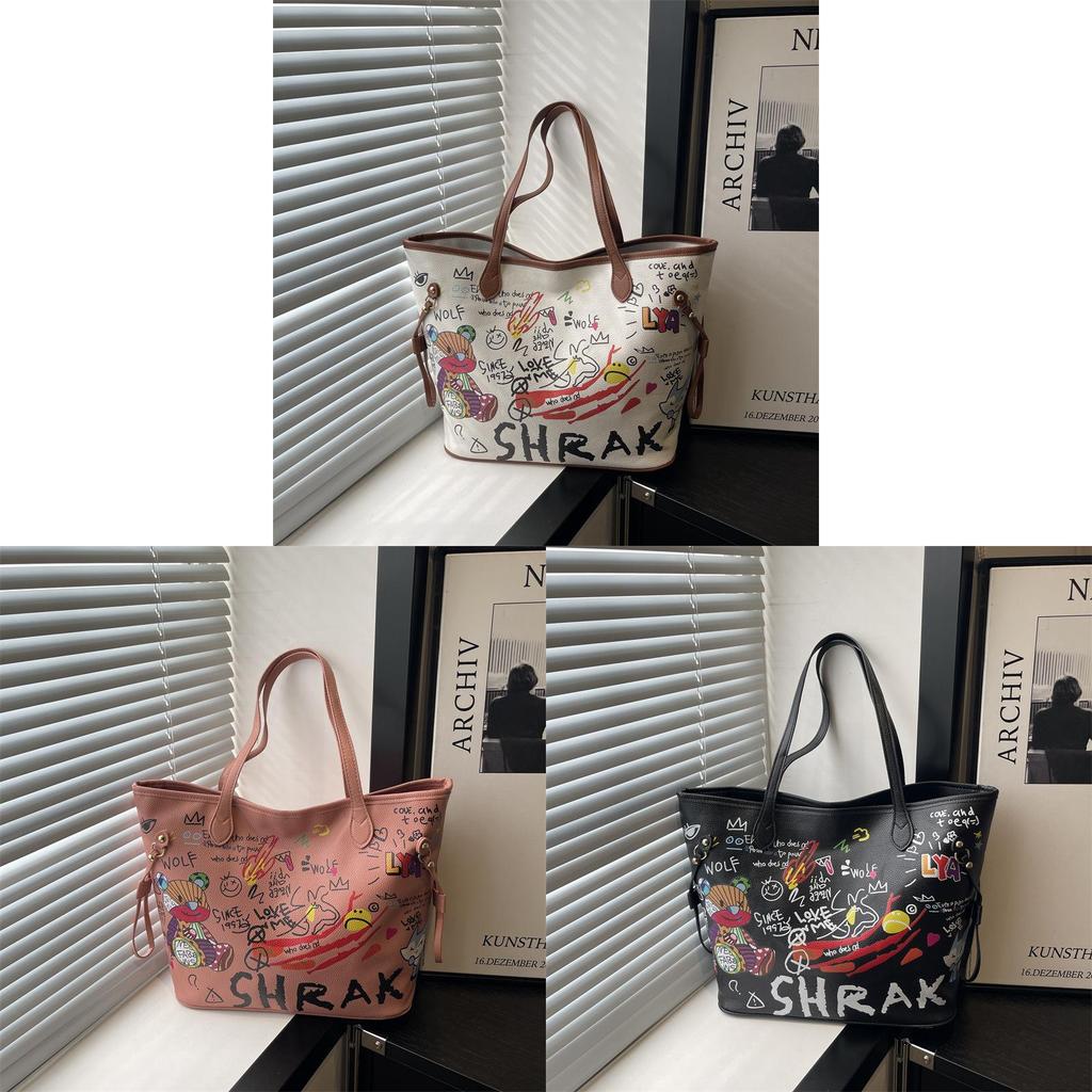 Borsa Tote Cartone Animato Grande Capacità PU Moda Casual Borsa a Mano per Uso Quotidiano