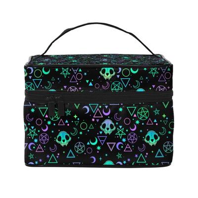 Goth Makeup Bag Gothic Skull Makeup Organizer Bags Toiletry Box Travel Cosmetic Bag Make Up Train Case for Women Girls Ladies